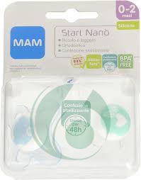 MAM SUCCHIETTO START NAN 0-2 MESI PER BIMBO IN SILICONE CON ASTUCCIO, 2 PEZZI
