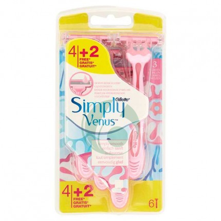 Gillette Venus Simply3 Rasoio Da Donna Usa E Getta - 4 Rasoi + 2 Omaggio
