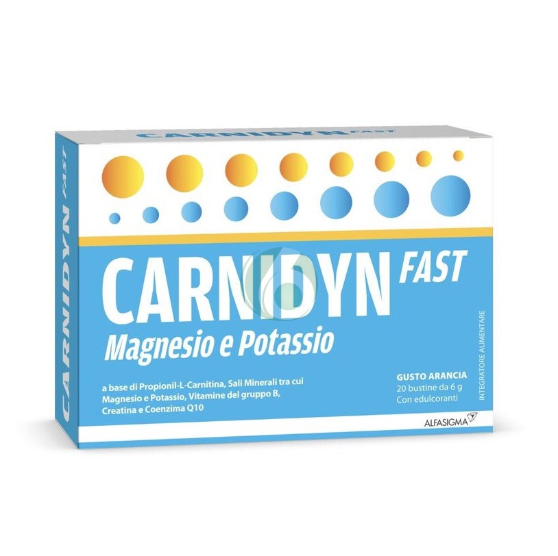 ALFASIGMA CARNIDYN FAST MAGNESIO E POTASSIO 20 BUSTINE GUSTO ARANCIA