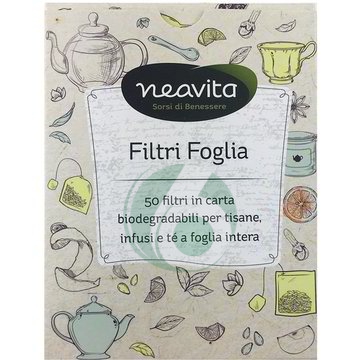 NEAVITA FILTRI FOGLIA BIODEGRADABILI CON CORDONCINO, 50 FILTRI IN CARTA