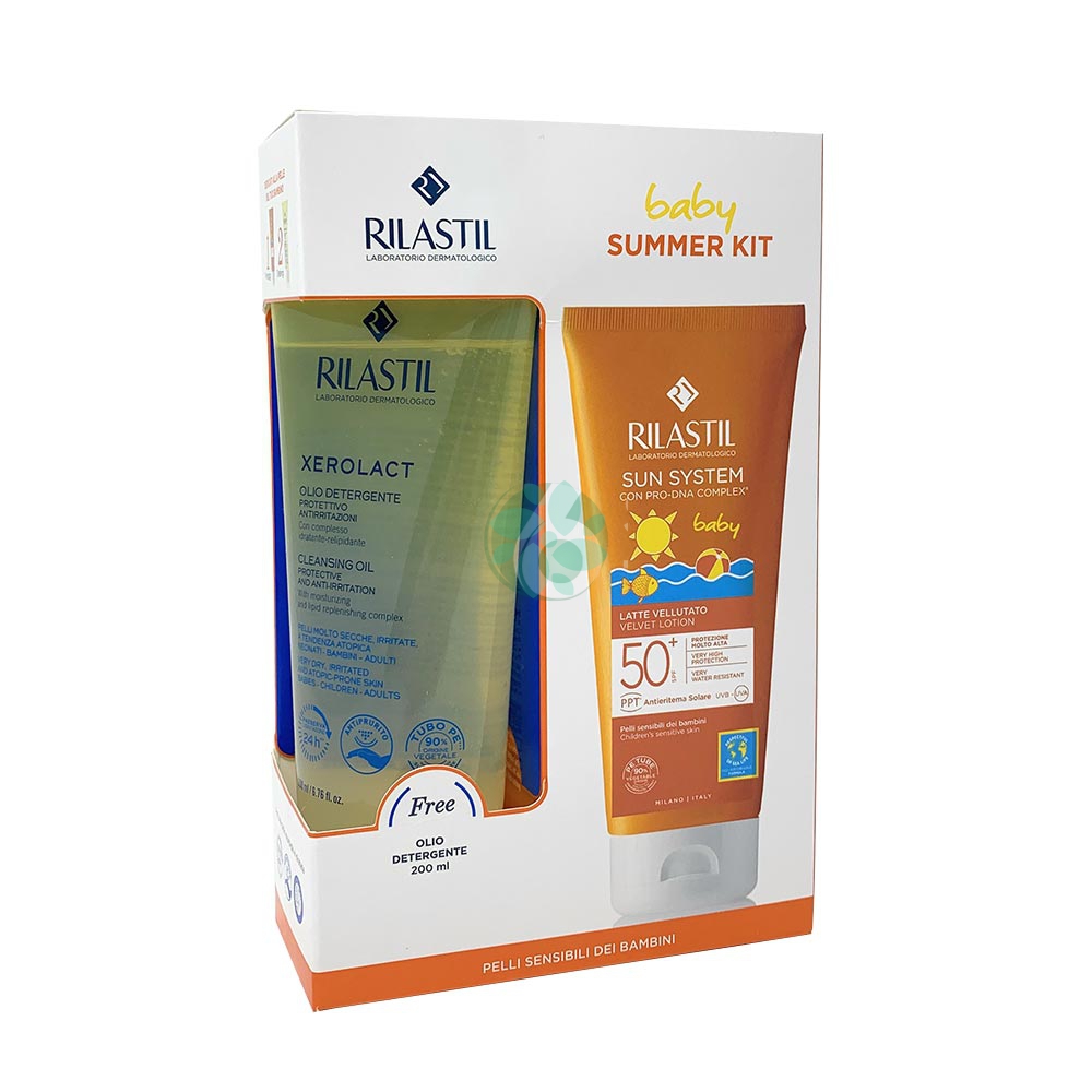Rilastil Linea Sun System Latte Baby spf50 + Xerolact olio Deterg 200ml omaggio
