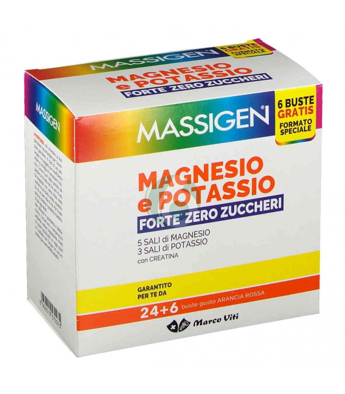 MASSIGEN LINEA SALI MINERALI MAGNESIOE POTASSIO FORTE ZERO ZUCCHERI 24+6 BUSTE