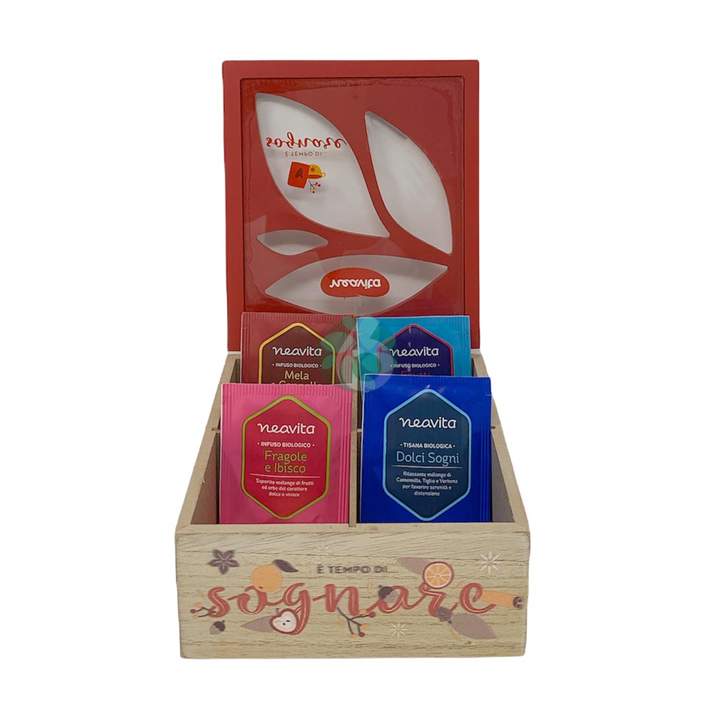 NEAVITA E' TEMPO DI - SOGNARE COFANETTO ROSSO IN LEGNO BIO, 20 TISANE