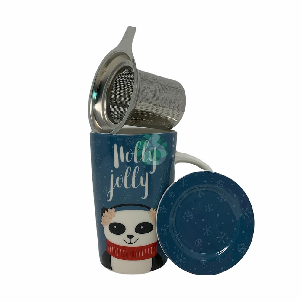 NEAVITA WINTER ANIMALS - INFUSIERA CON FILTRO IN ACCIAIO PANDA, 1 INFUSIERA