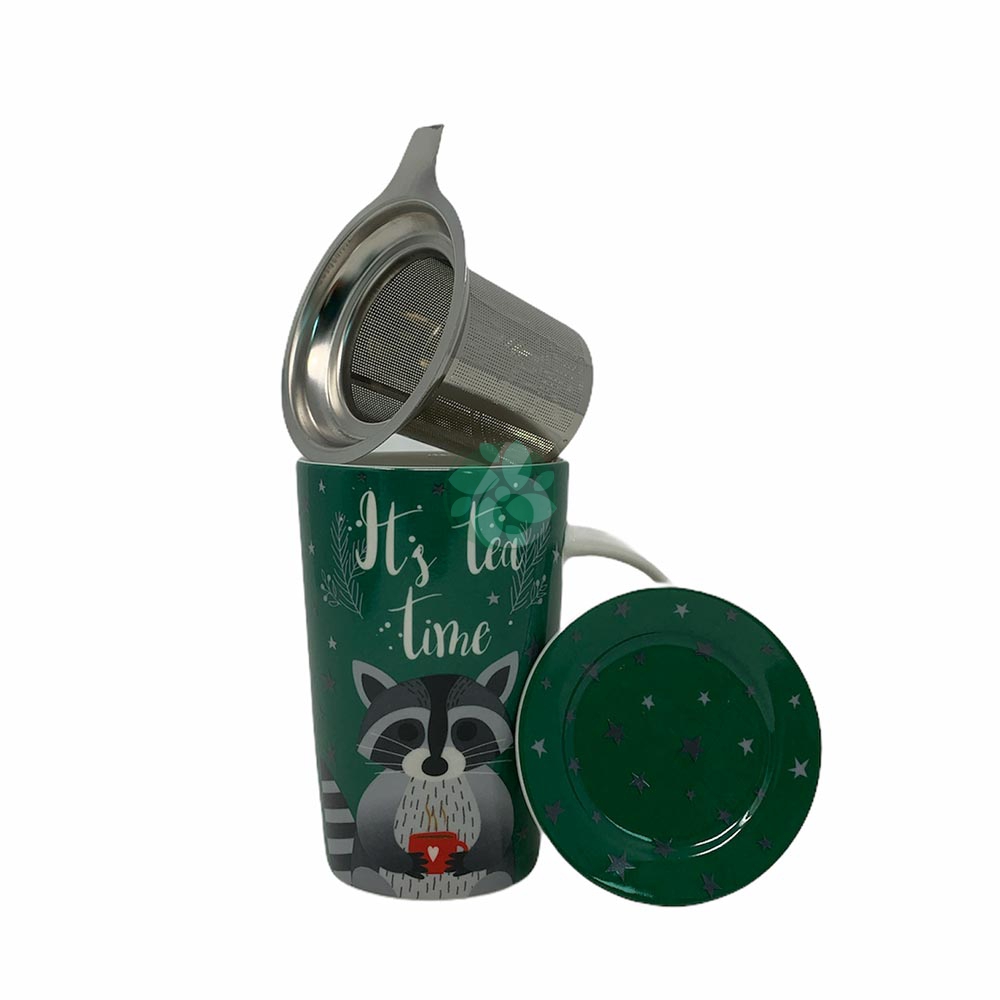 NEAVITA WINTER ANIMALS - INFUSIERA CON FILTRO IN ACCIAIO PROCIONE, 1 INFUSIERA