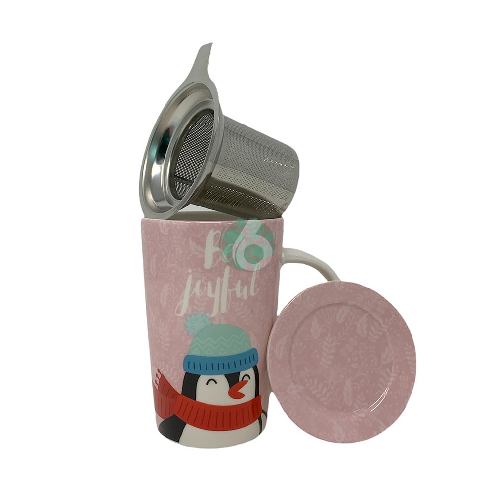 NEAVITA WINTER ANIMALS - INFUSIERA CON FILTRO IN ACCIAIO PINGUINO, 1 INFUSIERA