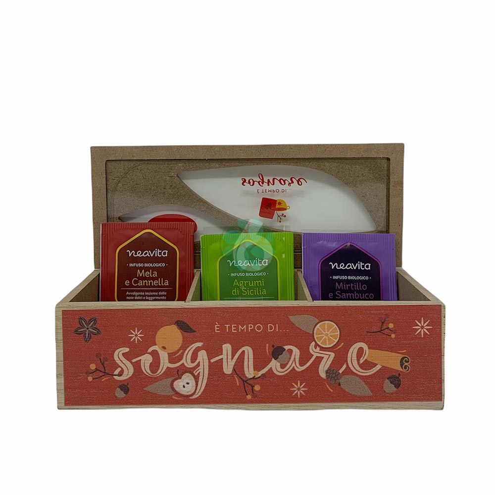 NEAVITA E' TEMPO DI SCOPRIRE COFANETTO IN LEGNO BORDEAUX CON SELEZIONE DI TISANE