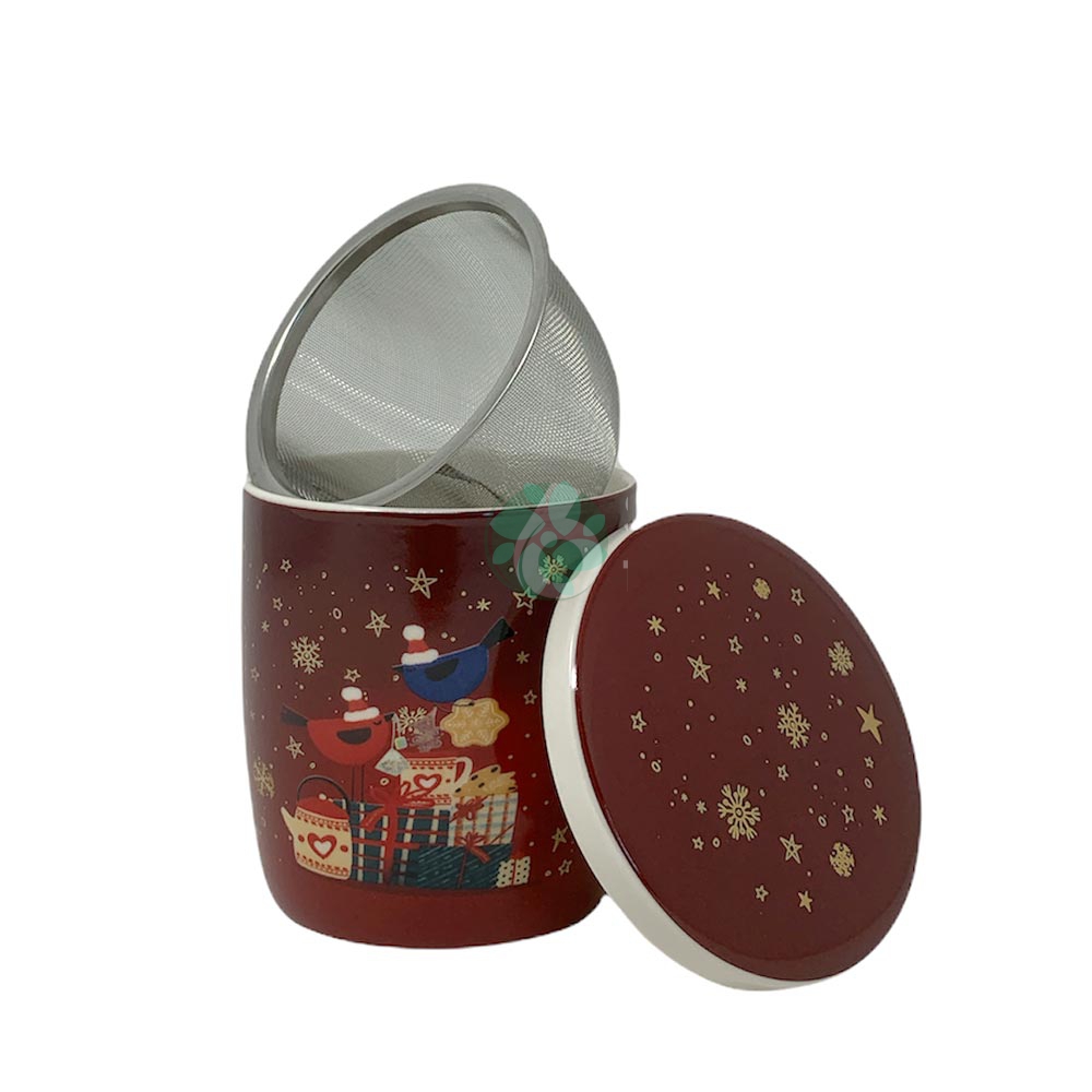 NEAVITA HEALTHY CHRISTMAS - INFUSIERA ROSSA CON FILTRO IN ACCIAIO, 1 INFUSIERA