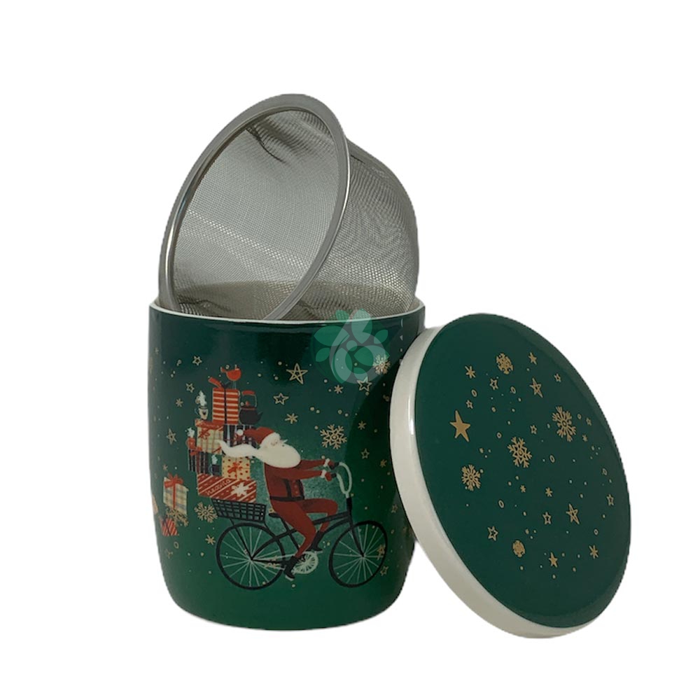 NEAVITA HEALTHY CHRISTMAS - INFUSIERA VERDE CON FILTRO IN ACCIAIO, 1 INFUSIERA