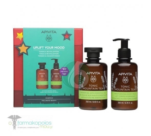 Apivita Uplift Your Mood gel doccia tonico al t di montagna250ml + Crema Corpo