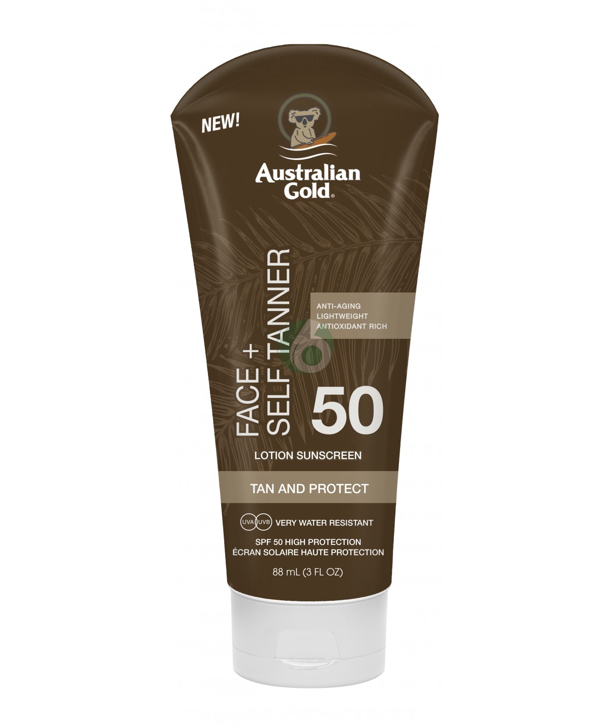 AUSTRALIAN GOLD SPF50 FACE + SELF TANNER LOTION 88ML