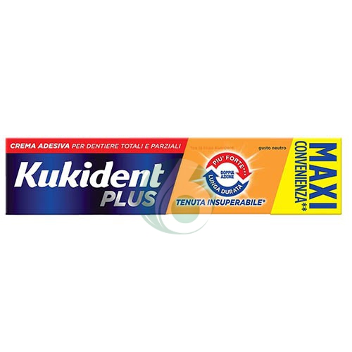KUKIDENT PLUS DOPPIA AZIONE MAXI CREMA ADESIVA PER DENTIERE TOTALI PARZIALI, 65G