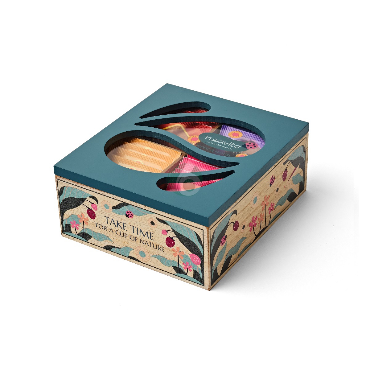 NEAVITA PEOPLE E NATURE - COFANETTO IN LEGNO VERDE, 20 TISANE ASSORTITE