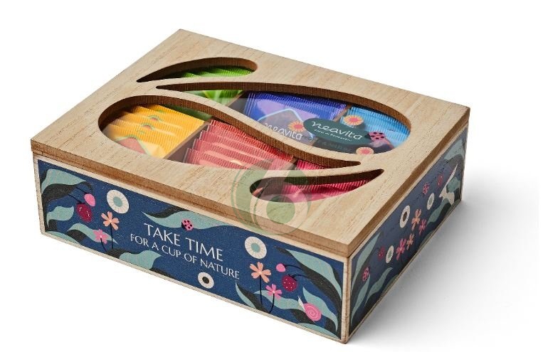 NEAVITA PEOPLE E NATURE - COFANETTO IN LEGNO VERDE, 30 TISANE ASSORTITE
