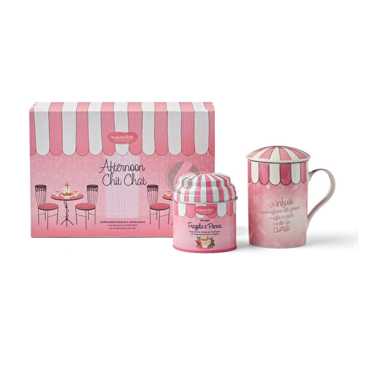 NEAVITA CHIT CHAT - COFANETTO INFUSIERA + INFUSO FRAGOLA E PANNA