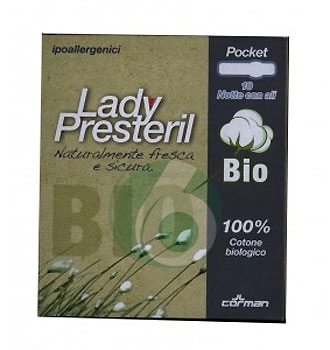 Lady Presteril Linea Pocket Bio Assorbente Puro Cotone 10 Assorbenti Notte Ali