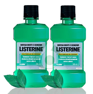 Listerine Linea Igiene Orale Collutorio Denti e Gengive Menta Forte 2 x 500 ml