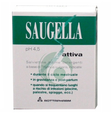 Saugella Linea Attiva Verde Detergente Intimo Delicato 15 Salviettine Morbide