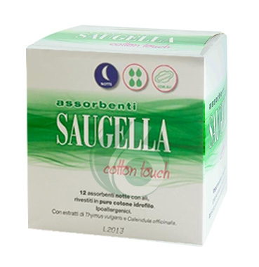 Saugella Linea Cotton Touch 12 Assorbenti Notte con Ali in Puro Cotone Offerta