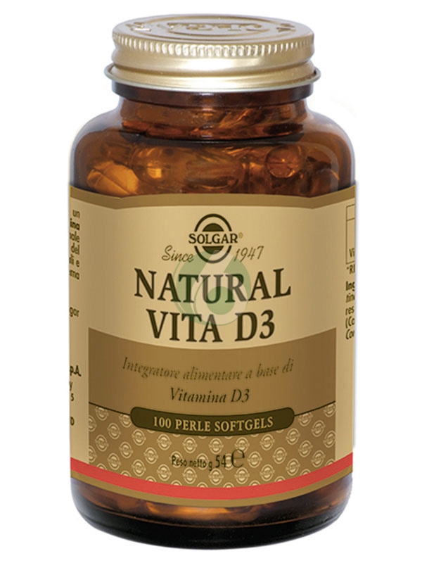 Solgar Linea Apparato Osseo Natural Vita D3 Integratore Alimentare 100 Perle
