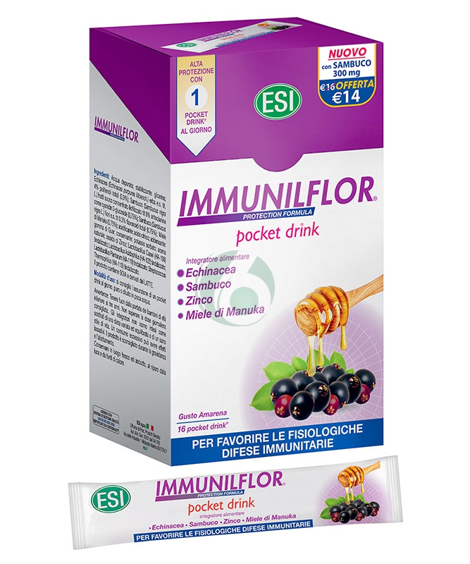 ESI LINEA IMMUNILFLOR DIFESE IMMUNITARIE POCKET DRINK INTEGRATORE 16 DA 20 ml