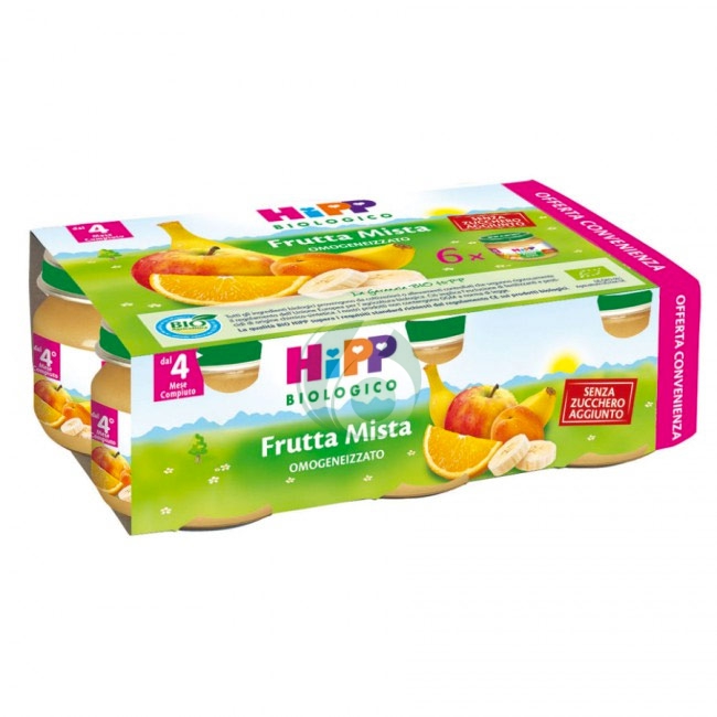 HiPP Linea Svezzamento Omogeneizzato Bio Frutta Mista 6 Vasi 80 g mesi 4+