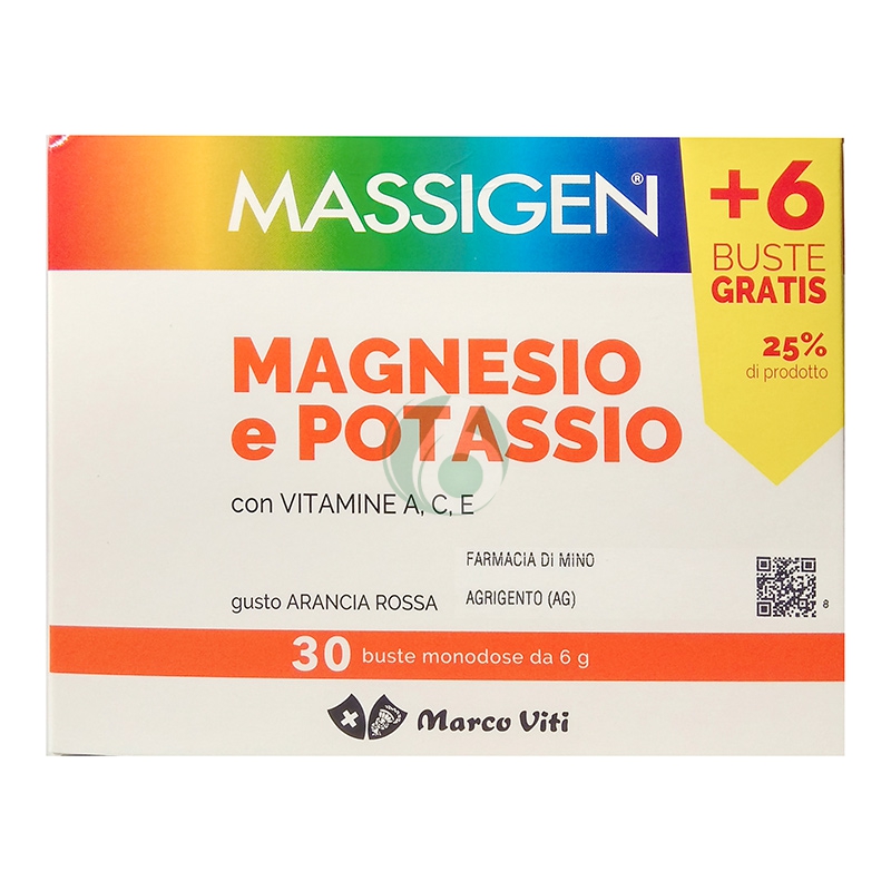 Massigen Linea Sali Minerali Magnesio Potassio Integratore Arancia 24+6 Buste