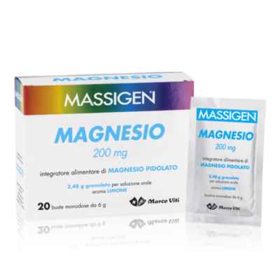 Massigen Linea Sali Minerali Magnesio Pidolato Integratore 20 Buste Limone